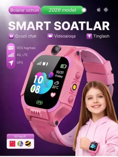 HOCO Y105A bolalar uchun aqlli GPS soati — SIM-karta va kamerali xavfsizlik gadjeti