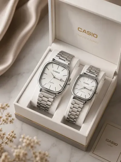 Elegant dizaynli premium juftlik qo‘l soati — qora metall remeshokli klassik model